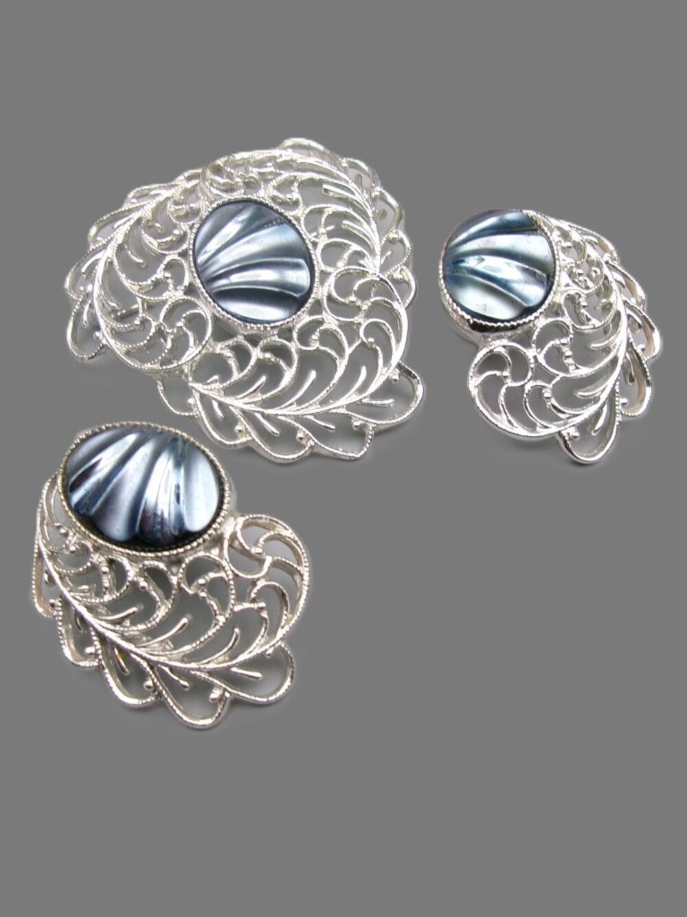Sarah Coventry Royal Plumage Brooch and Earrings Set, Vintage Jewelry